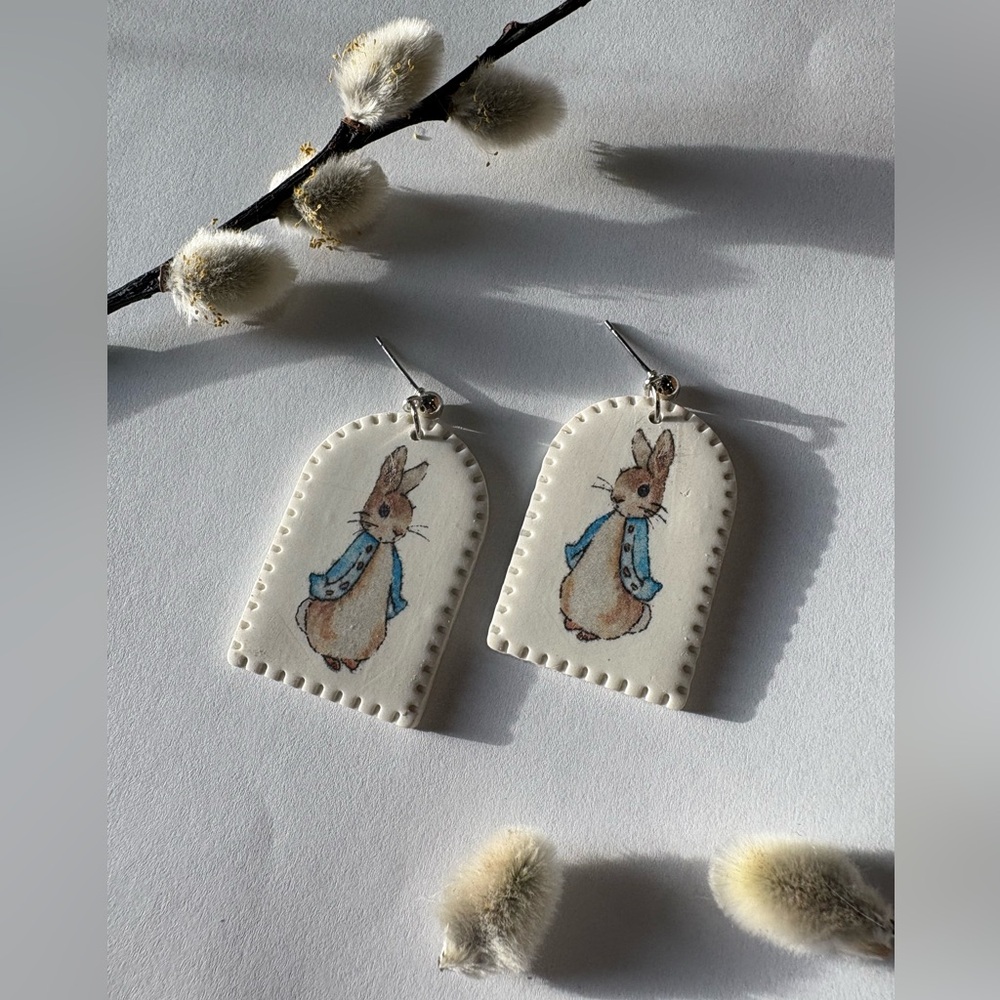 Peter Rabbit polymer clay earrings